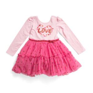 NWT SHRINKING VIOLET Love Dress Toddler Girls Pink Long Sleeve Tutu Dress